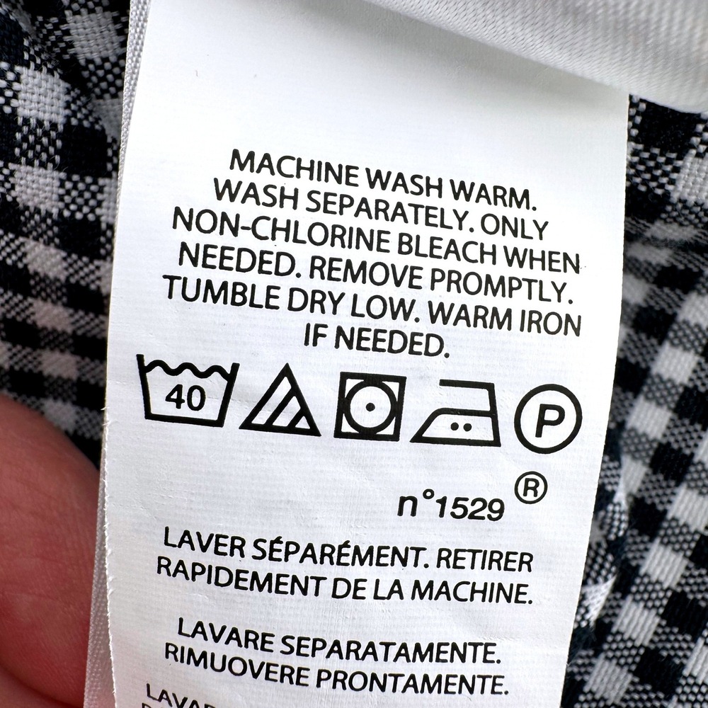 Ralph Lauren Button Long Sleeve Shirt XL Black White Gingham Classic Flesh Pony - Picture 7 of 7